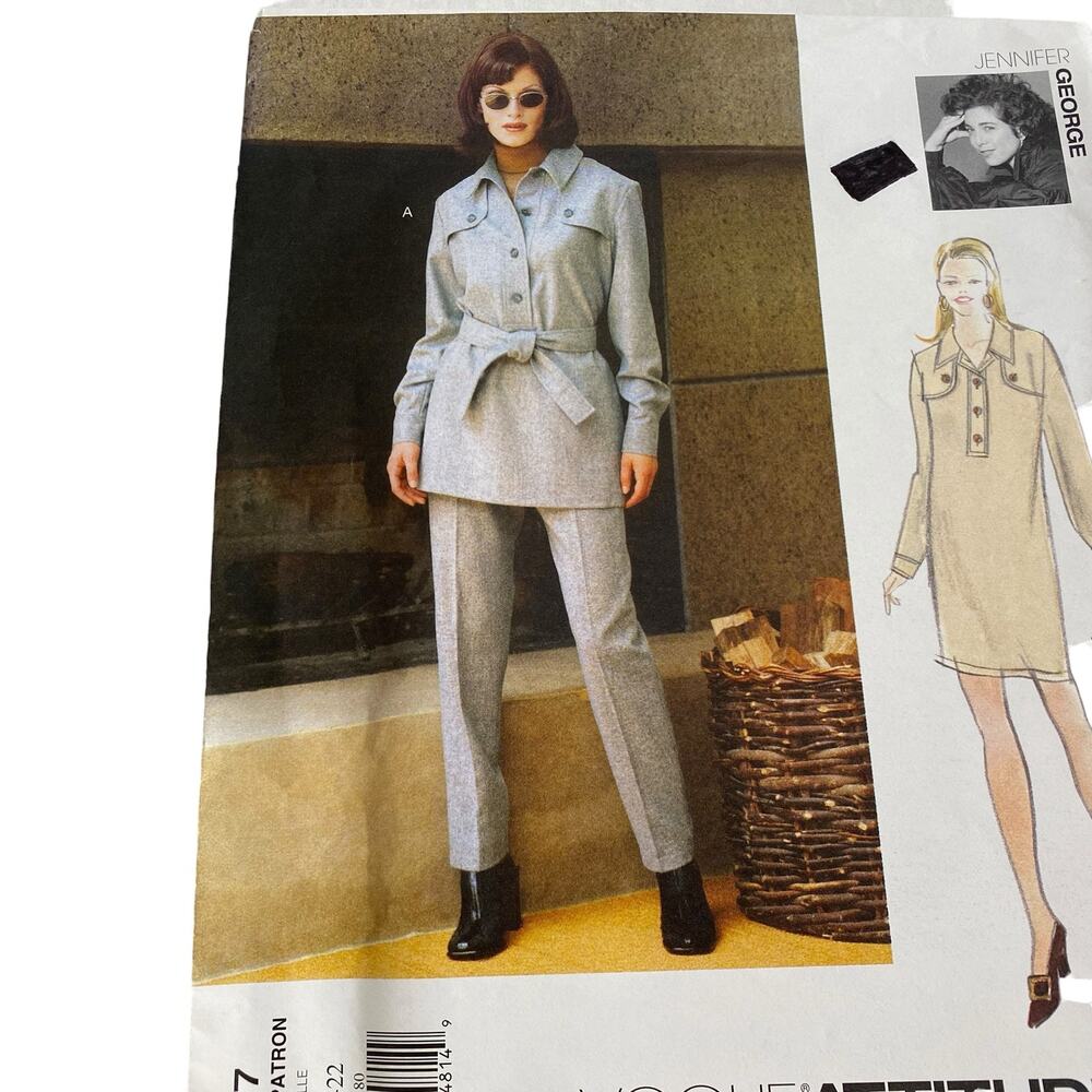 Vintage 90s Vogue Pattern 1897 Tunic Pants Dress Jennifer George 18 20 22 UNCUT - Picture 7 of 14